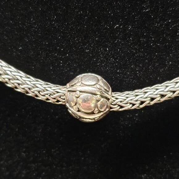 925 Sterling Silver Foxtail Wheat Kali Ball Station Necklace 16” 48g - Picture 3 of 8